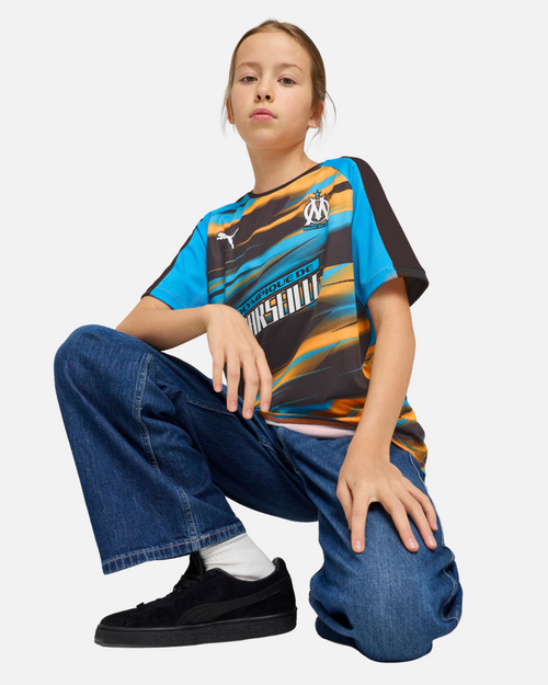 Maillot OM Faster 2024/2025 Junior - Orange/Bleu/Noir - Footkorner