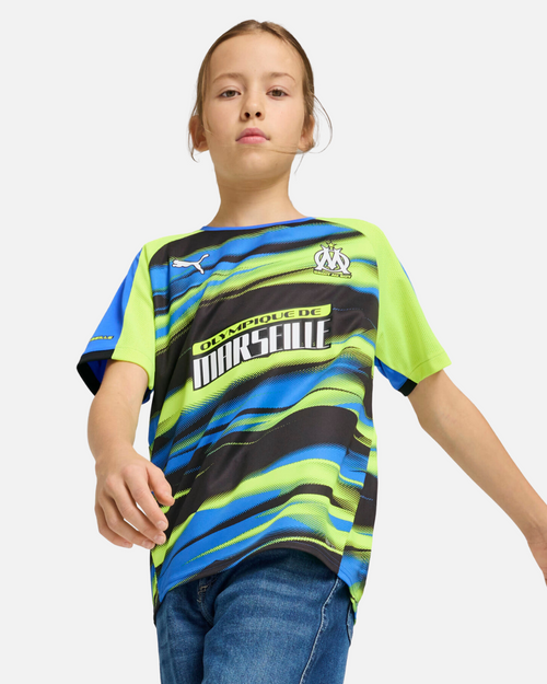 Maillot OM Faster 2024/2025 Junior - Vert/Bleu/Noir - Footkorner
