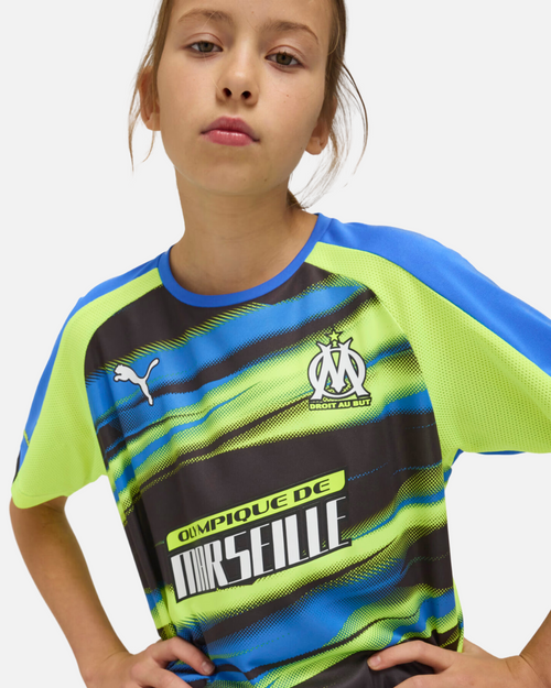 Maillot OM Faster 2024/2025 Junior - Vert/Bleu/Noir - Footkorner