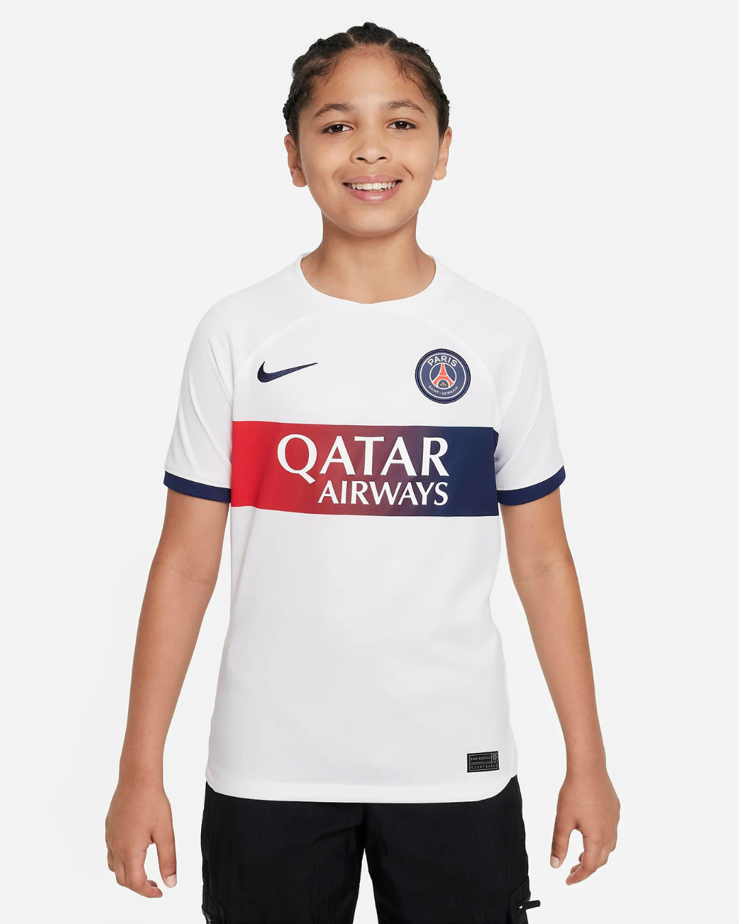 PSG Junior Auswärtstrikot 2023/2024 – Weiß/Blau/Rot