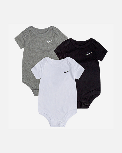 Pack de 3 body Bébé Nike Sportswear Swoosh - Gris/Blanc/Noir - Footkorner