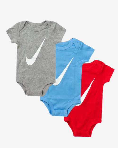 Pack 3 Nike Baby-Bodys – Rot/Grau/Blau - Footkorner