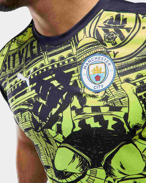Maillot Pré-Match Manchester City 2024/2025 - Jaune/Bleu - Footkorner