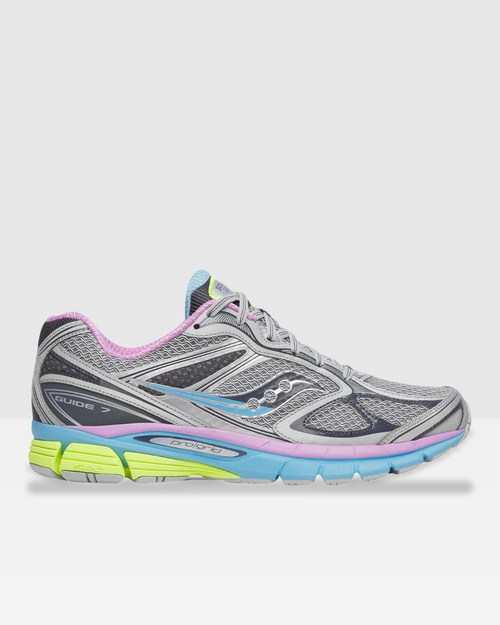 Saucony Progrid Guide 7 - Gris/Rose/Bleu/Jaune - Footkorner