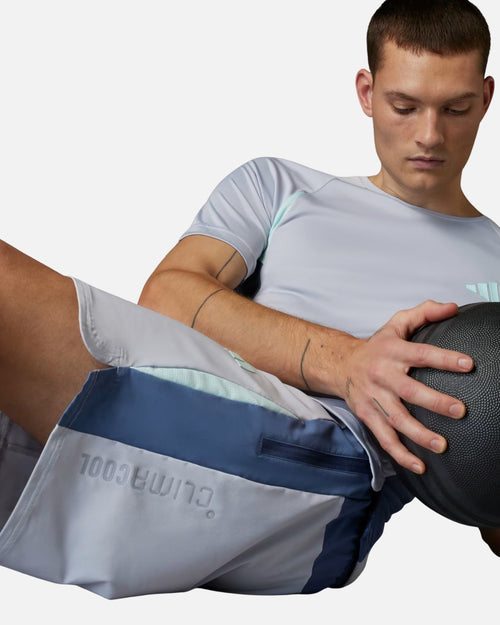 Pantaloncini Adidas Tech Apparel Colorblock - Grigio/Blu - Footkorner