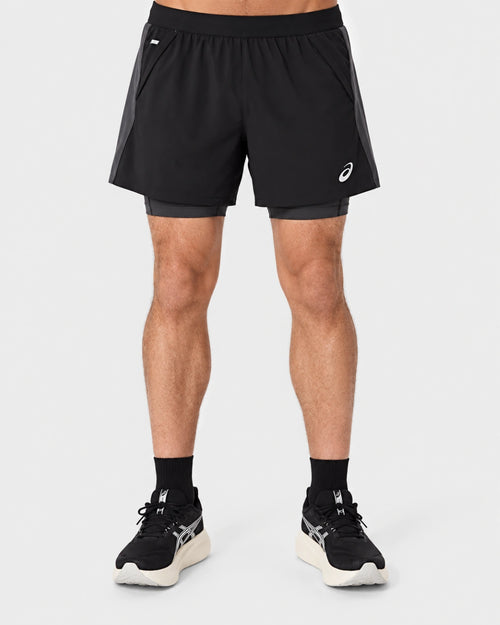 Short Asics Road 2N1 5IN - Noir/Gris - Footkorner