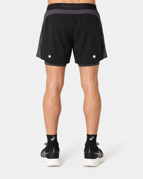 Short Asics Road 2N1 5IN - Noir/Gris - Footkorner