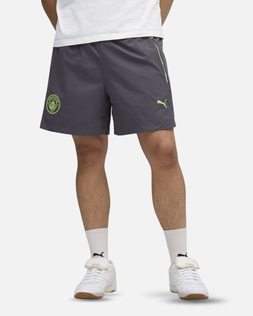 Manchester City Pumatech Woven 2025/2026 Training Shorts - Grey/Yellow - Footkorner