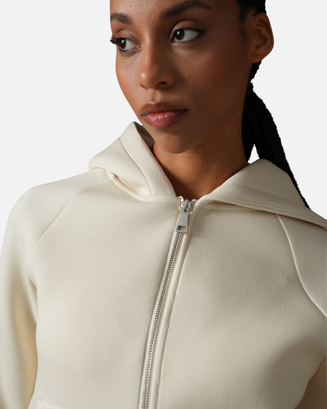 FootkornerSurvêtement Basic Femme Beige – Veste à capuche et pantalon jogging