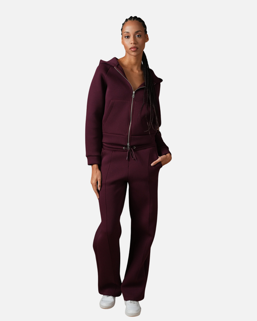 Basic Damen Trainingsanzug Bordeaux – Kapuzenjacke und Jogginghose - Footkorner