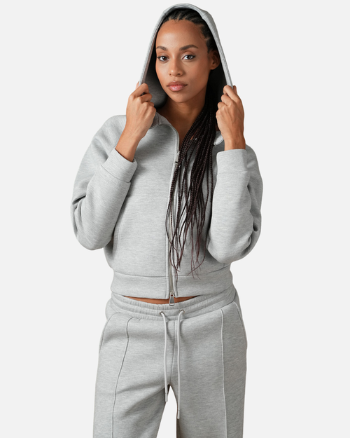 Chándal Básico Mujer Gris – Chaqueta con capucha y pantalón de correr - Footkorner