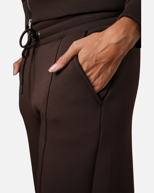 Damen-Basissportanzug Braun – Kapuzenjacke und Jogginghose - Footkorner