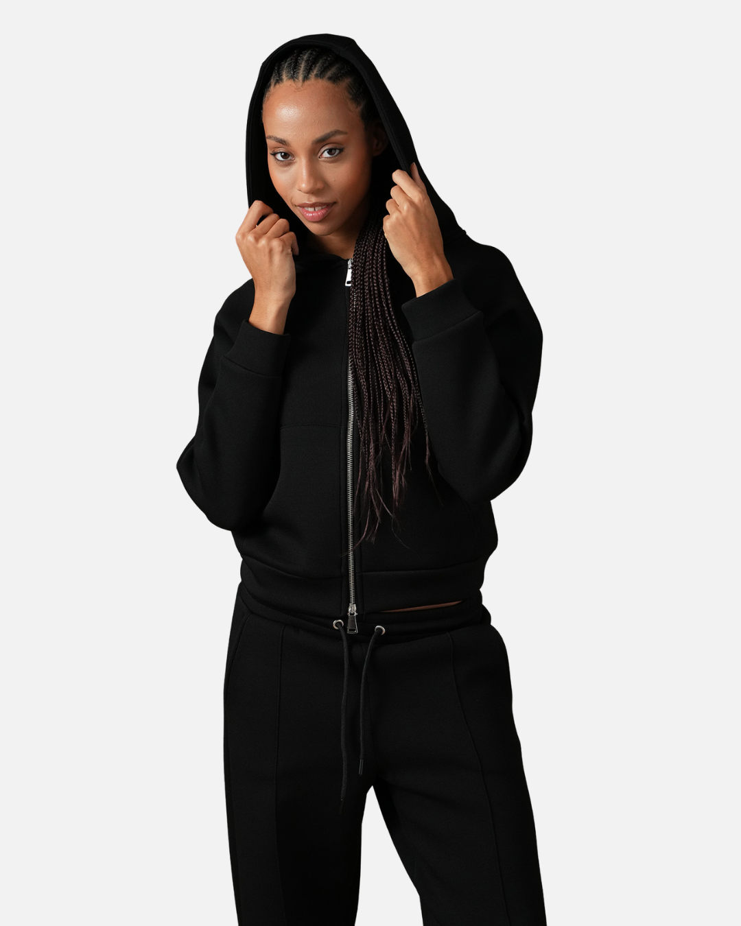 FootkornerSurvêtement Basic Femme Noir – Veste à capuche et pantalon jogging