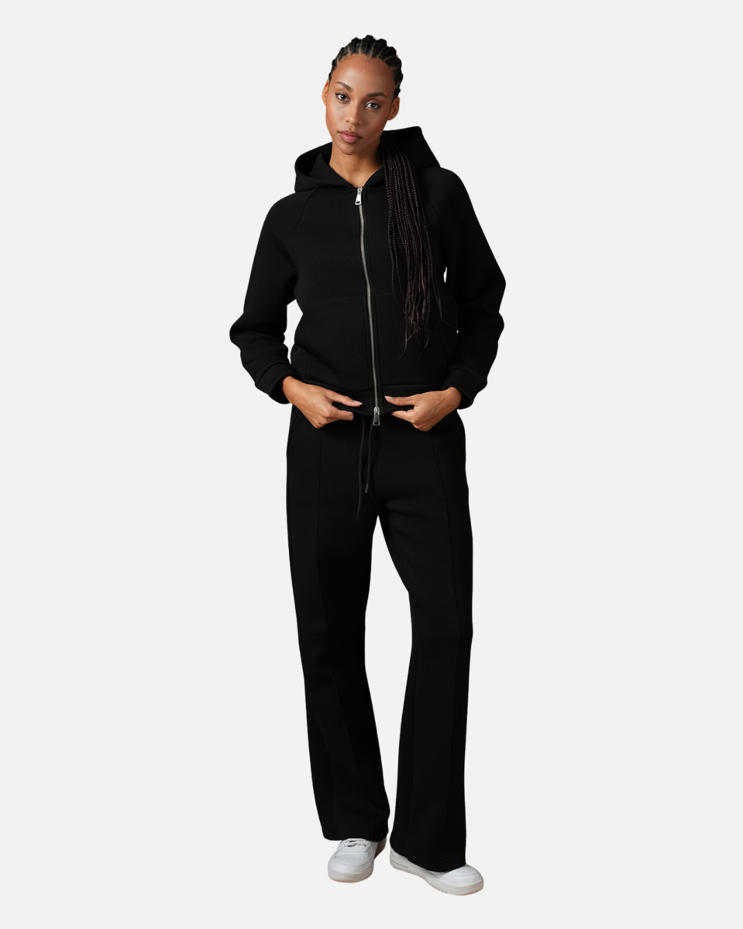 FootkornerSurvêtement Basic Femme Noir – Veste à capuche et pantalon jogging