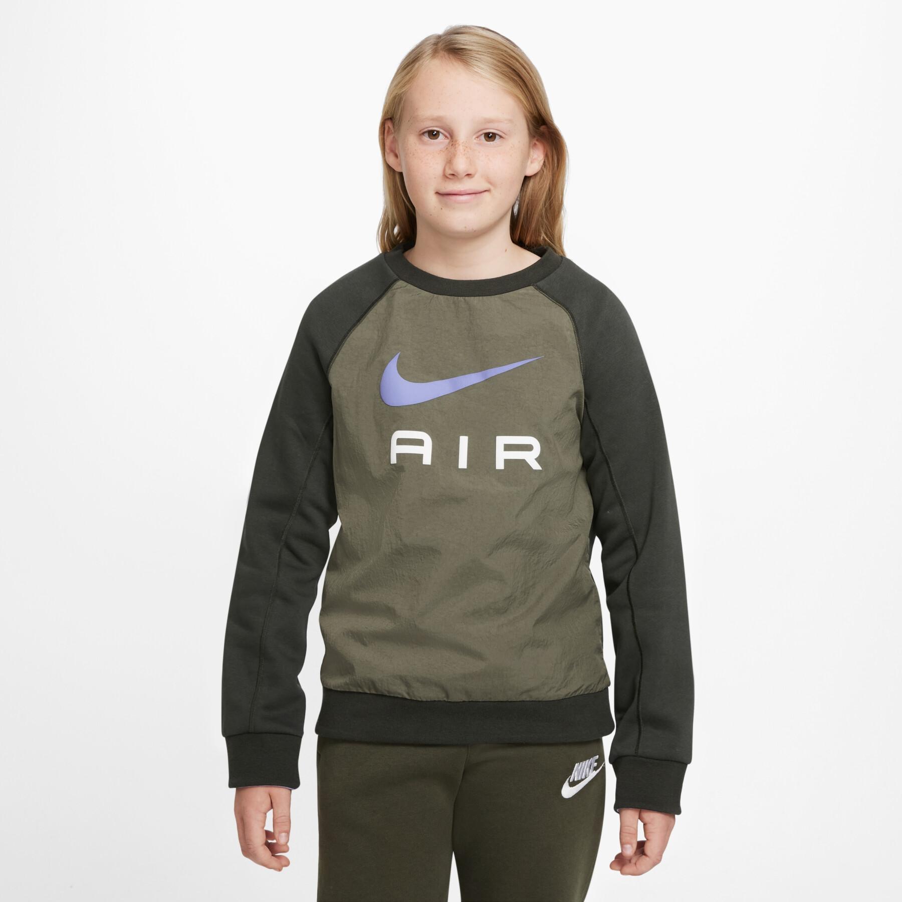 Nike Air Junior Sweatshirt - Khaki/White/Purple