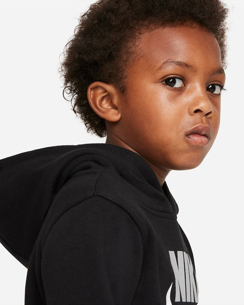 Sweat Nike Club Fleece Enfant - Noir/Blanc/Gris - Footkorner