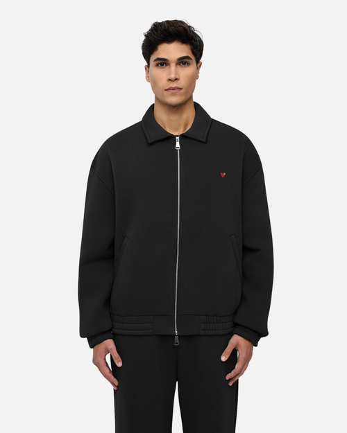 Paris Sweatjacke mit Reißverschluss und Neopreneffekt - Schwarz - Footkorner