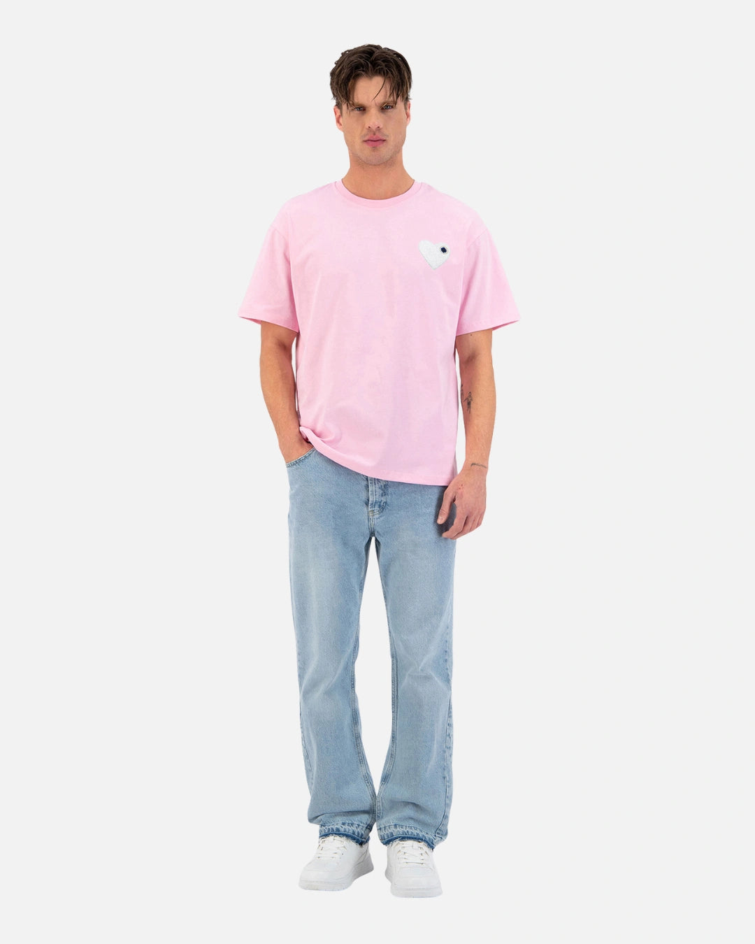 FootkornerT-Shirt ADJ Coeur Chic - Rose/Blanc