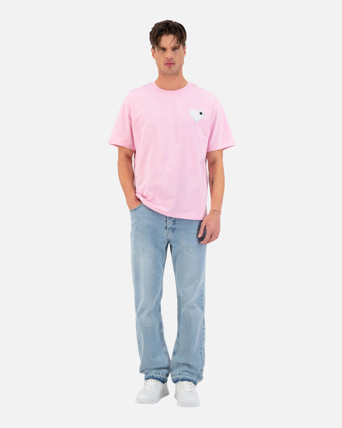 T-Shirt ADJ Coeur Chic - Rose/Blanc - Footkorner