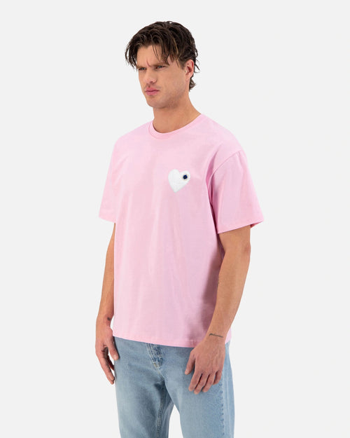 T-Shirt ADJ Coeur Chic - Rose/Blanc - Footkorner