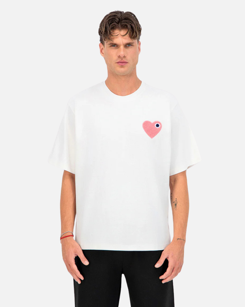 T-Shirt ADJ PARIS Cœur Chic - Blanc/Rose - Footkorner