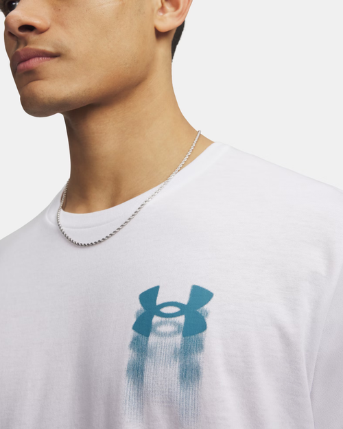 T-shirt Under Armour Blur Logo - Blanc/Bleu - Footkorner
