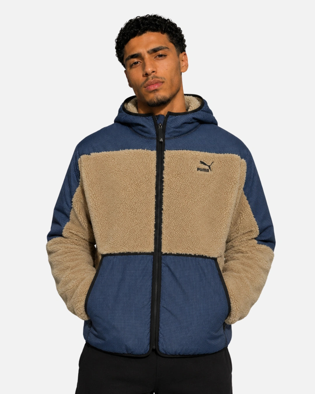 FootkornerChaqueta con capucha Puma Sherpa - Beige/Azul