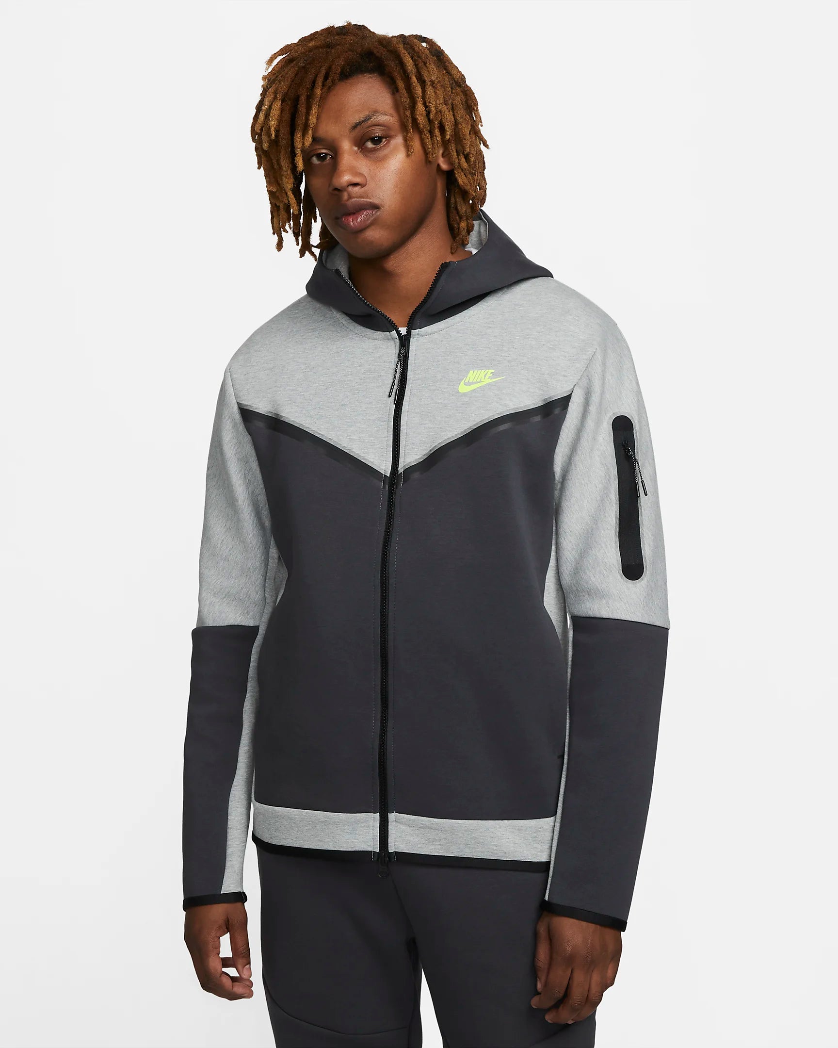 Nike Tech Fleece Kapuzenjacke – Grau/Grün