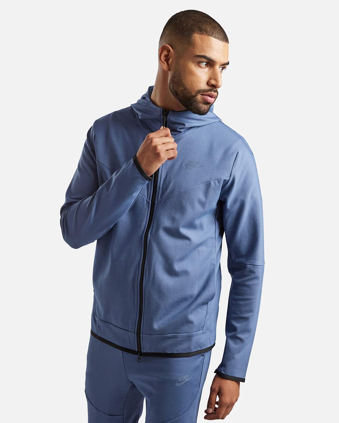 Giacca leggera con cappuccio Nike Tech Fleece - Blu/Nero