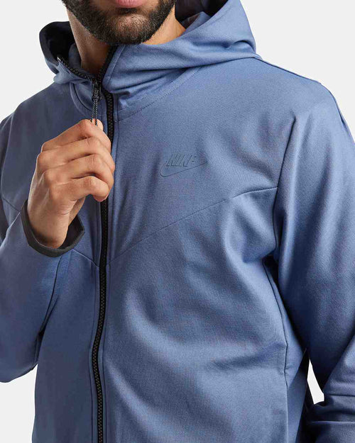 Giacca leggera con cappuccio Nike Tech Fleece - Blu/Nero - Footkorner