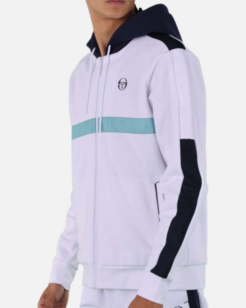 Sergio Tacchini Ginnico Hooded Jacket - White/Blue - Footkorner