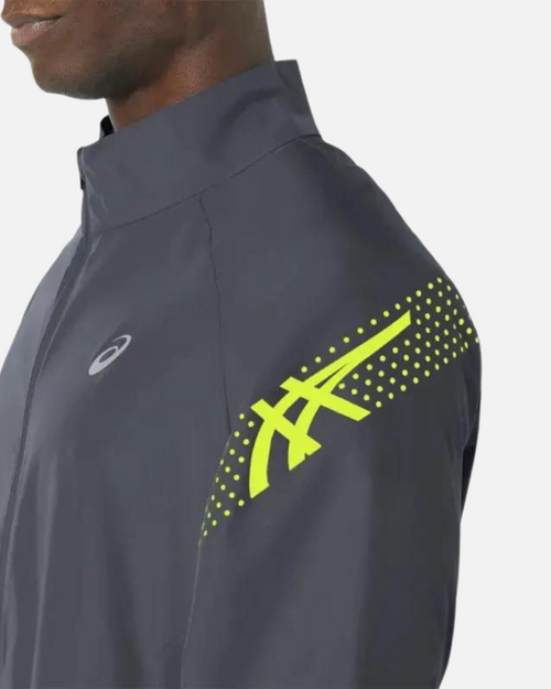 Chaqueta cortavientos Asics Running Icon - Gris/Amarillo - Footkorner