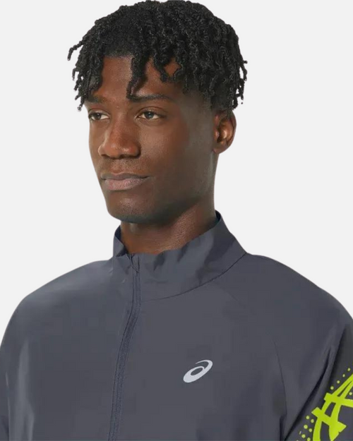 Chaqueta cortavientos Asics Running Icon - Gris/Amarillo - Footkorner