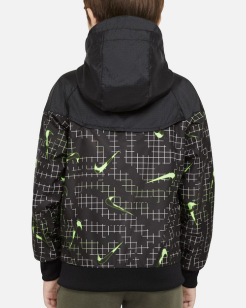 Veste Coupe-Vent Nike Windrunner Junior - Noir/Vert - Footkorner