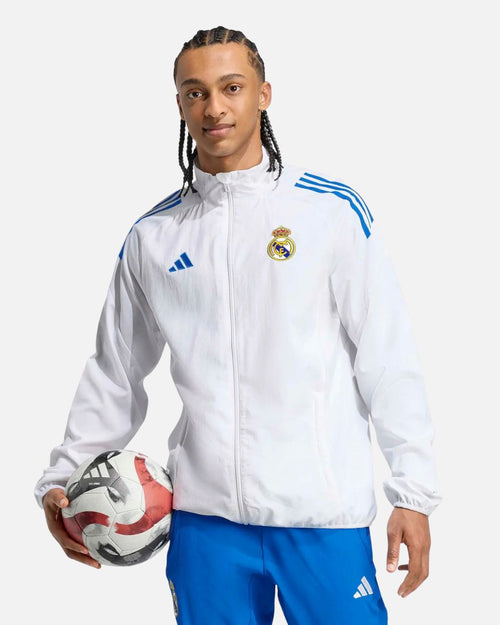 Veste de survêtement Prematch Real Madrid EU 2025/2026 - Blanc/Bleu - Footkorner