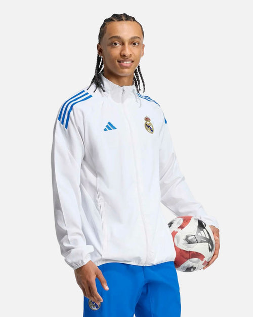 Veste de survêtement Prematch Real Madrid EU 2025/2026 - Blanc/Bleu - Footkorner