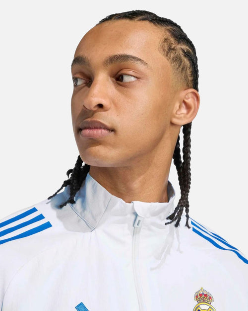 Veste de survêtement Prematch Real Madrid EU 2025/2026 - Blanc/Bleu - Footkorner