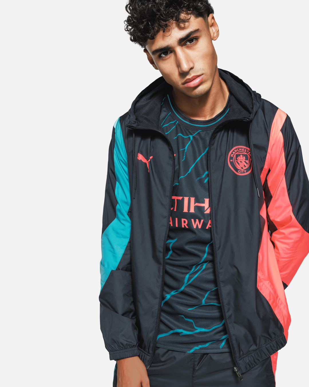 Veste de survêtement Manchester City 2023/2024 - Noir/Bleu/Rose