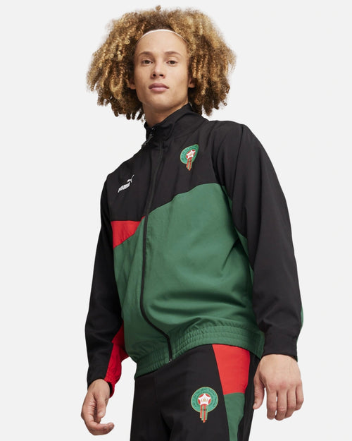 Veste de survêtement Maroc 2024 - Noir/Rouge/Vert - Footkorner