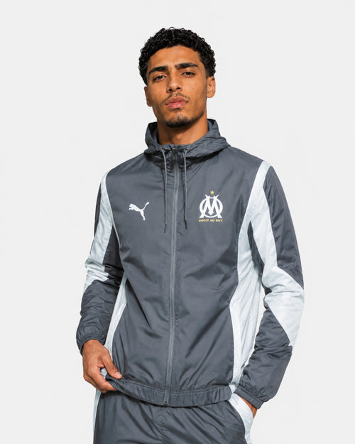 Veste de survêtement OM 2023/2024 - Gris/Blanc - Footkorner