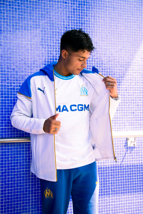 Chaqueta de entrenamiento OM 2023/2024 Blanco/Azul/Oro - Footkorner