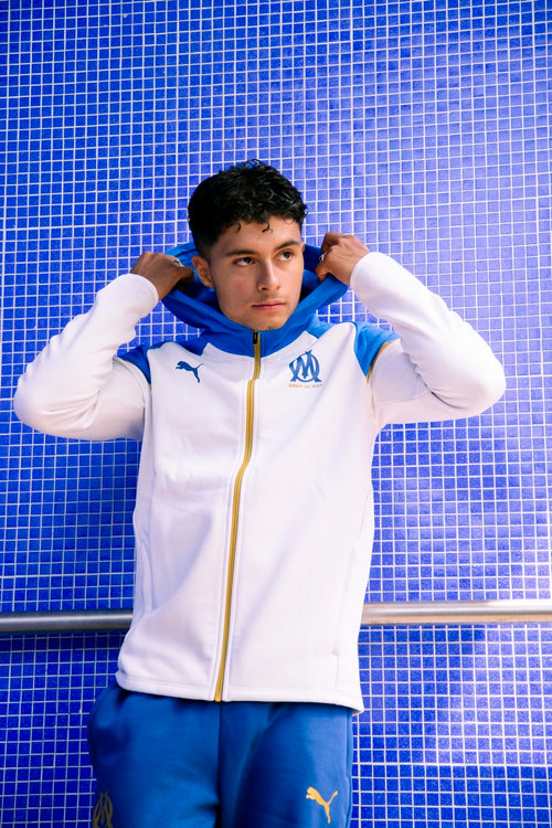 Chaqueta de entrenamiento OM 2023/2024 Blanco/Azul/Oro - Footkorner
