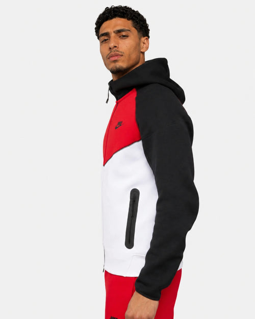 Veste Nike Tech Fleece -  Blanc/Noir/Rouge - Footkorner