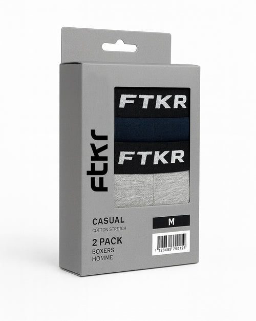 Pack de 2 Boxers FK - Gris/Noir - Footkorner