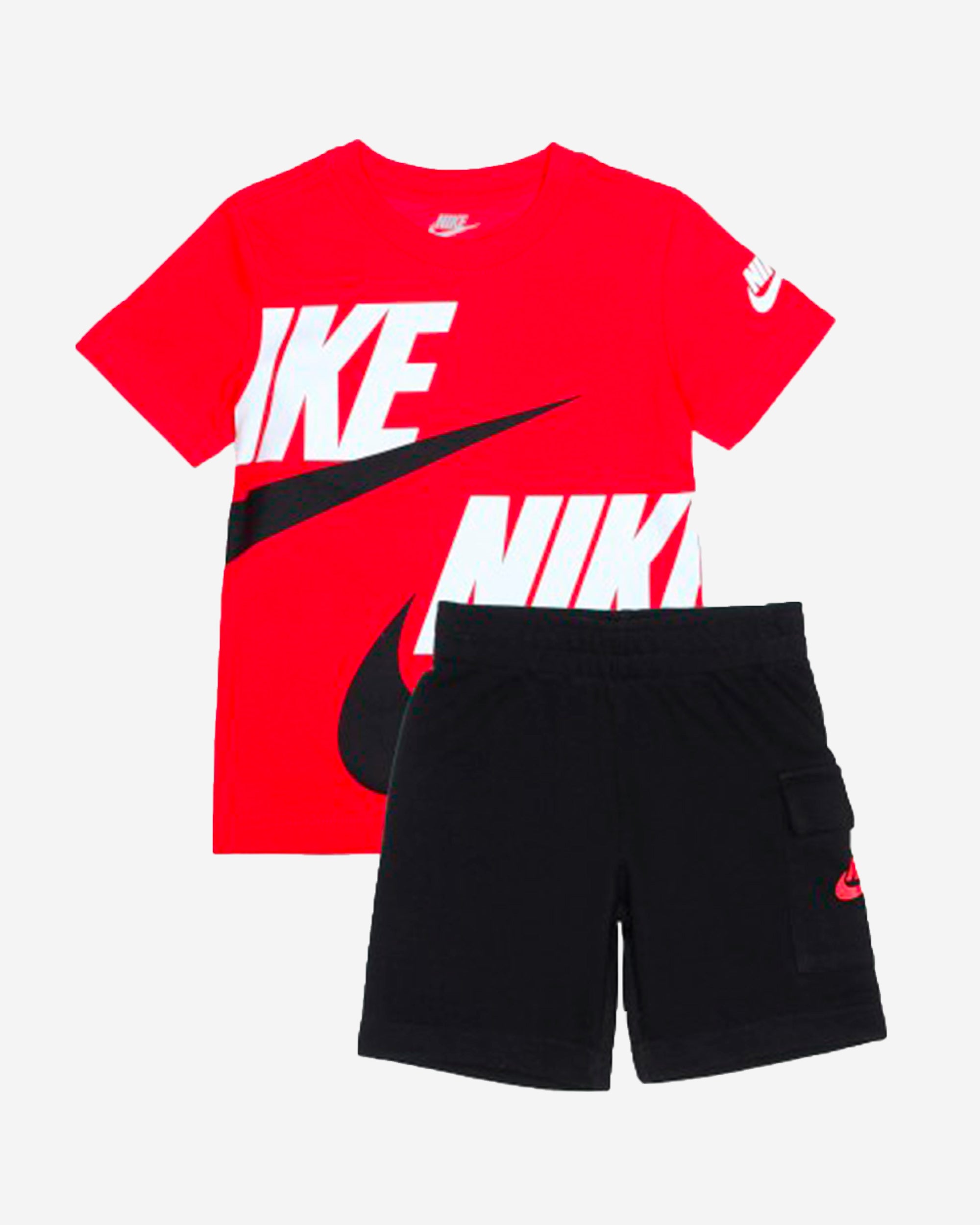 FootkornerNike Baby-T-Shirt/Shorts-Set – Rot/Schwarz/Weiß