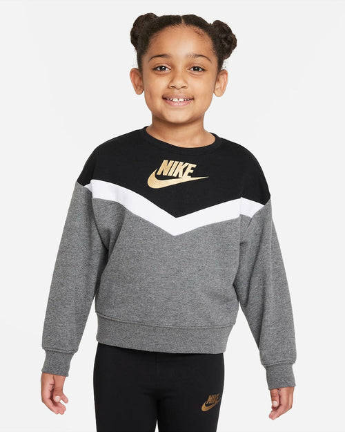 Felpa Nike Sportswear Go for Gold Bambina - Grigio/Nero/Bianco - Footkorner