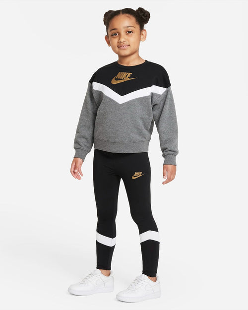 Felpa Nike Sportswear Go for Gold Bambina - Grigio/Nero/Bianco - Footkorner