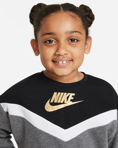 Felpa Nike Sportswear Go for Gold Bambina - Grigio/Nero/Bianco - Footkorner