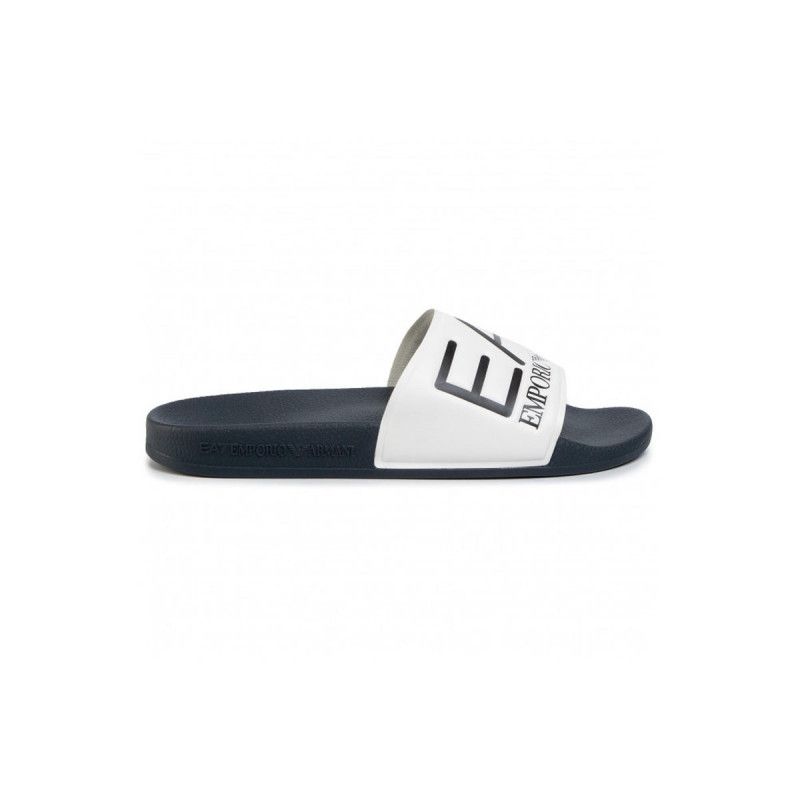 FootkornerEmporio Armani EA7 Wassersport-Slides – Weiß/Blau