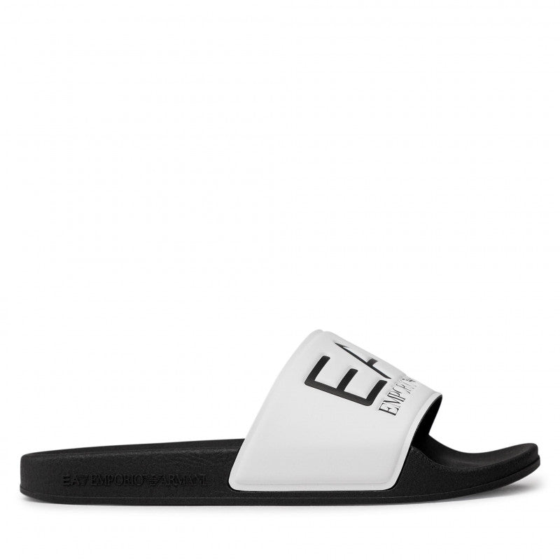 FootkornerEmporio Armani EA7 Wassersport-Slides – Weiß/Schwarz